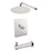 Aquamoon Barcelona Brushed Nickel   Bathroom Modern Rain Mixer Shower Combo Set Wall Mounted Rainfall Shower Head 8" + Rough In + Trim Included Setbar10812