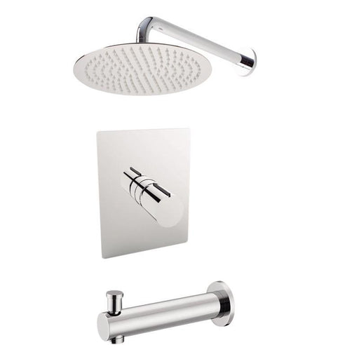 Aquamoon Barcelona Brushed Nickel   Bathroom Modern Rain Mixer Shower Combo Set Wall Mounted Rainfall Shower Head 8" + Rough In + Trim Included Setbar10812