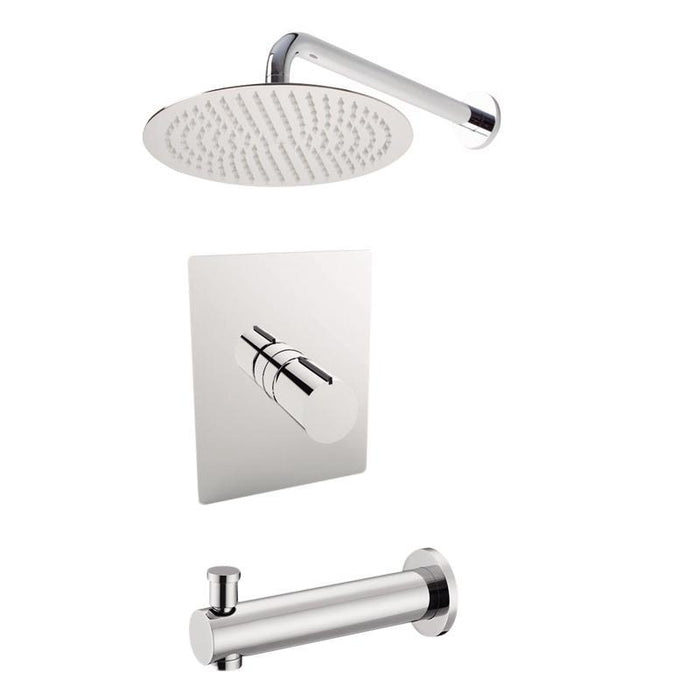 Aquamoon Barcelona Brushed Nickel   Bathroom Modern Rain Mixer Shower Combo Set Wall Mounted Rainfall Shower Head 8" + Rough In + Trim Included Setbar10812