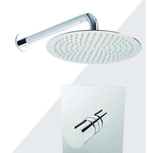 Aquamoon Barcelona Chrome Shower With Tub Spout And 8" Rain Shower Head, Wall Mounted Arm + Rough In + Trim Included Setbar10821