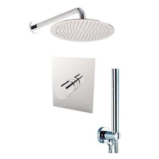 Aquamoon Barcelona Chrome  Bathroom Modern Rain Mixer Shower Combo Set Wall Mounted Rainfall Shower Head 8" + Rough In + Trim Included + Handheld Setbar10831