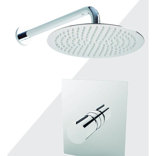 Aquamoon Barcelona Chrome Shower With Tub Spout And 12" Rain Shower Head, Wall Mounted Arm + Rough In + Trim Included Setbar11221