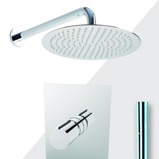 Aquamoon BARCELONA Brush Nickel   Bathroom Modern Rain Mixer Shower Combo Set Wall Mounted Rainfall Shower Head 12" + Rough in + Trim Incluided + Handheld SETBAR11232