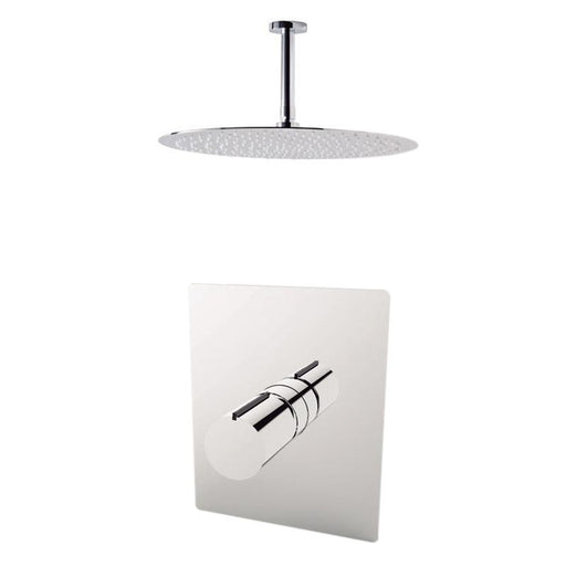 Aquamoon Barcelona Brushed Nickel   Bathroom Modern Rain Mixer Shower Combo Set Ceiling Arm Mounted + Rainfall Shower Head 8" + Rough In + Trim Included Setbar20811