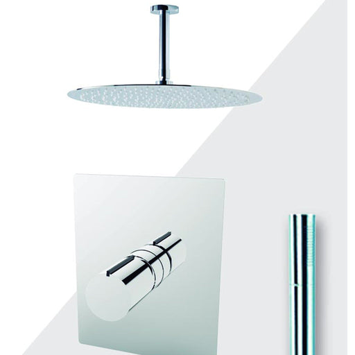 Aquamoon Barcelona Brushed Nickel   Bathroom Modern Rain Mixer Shower Combo Set Ceiling Arm Mounted + Rainfall Shower Head 8" + Rough In + Trim Included + Handheld Setbar20832