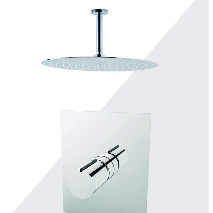 Aquamoon Barcelona Brushed Nickel  Shower With Tub Spout And 12" Rain Shower Head, Ceiling Mounted Arm + Rough In + Trim Included Setbar21222