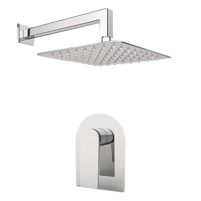 Aquamoon HAVANA Chrome  Bathroom Modern Rain Mixer Shower Combo Set Wall Mounted Rainfall Shower Head 8" + Rough in + Trim Incluided SETHAV10811
