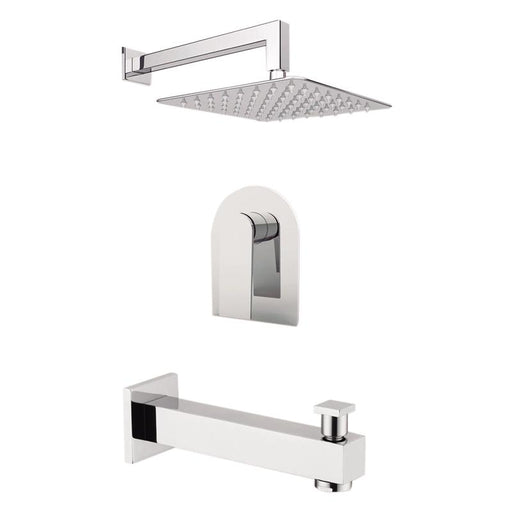 Aquamoon HAVANA Brush Nickel  Shower with Tub Spout and 8" Rain Shower Head, Wall Mounted Arm + Rough in + Trim Incluided SETHAV10822