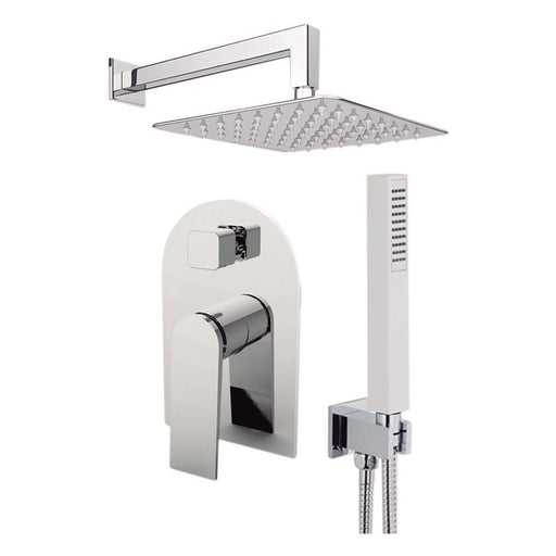 Aquamoon Havana Brushed Nickel   Bathroom Modern Rain Mixer Shower Combo Set Wall Mounted Rainfall Shower Head 8" + Rough In + Trim Included + Handheld Sethav10832
