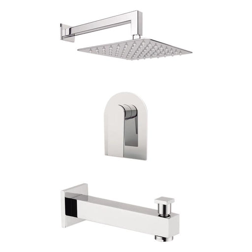 Aquamoon HAVANA Chrome Shower with Tub Spout and 12" Rain Shower Head, Wall Mounted Arm + Rough in + Trim Incluided SETHAV11221