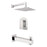 Aquamoon Havana Brushed Nickel  Shower With Tub Spout And 12" Rain Shower Head, Wall Mounted Arm + Rough In + Trim Included Sethav11222