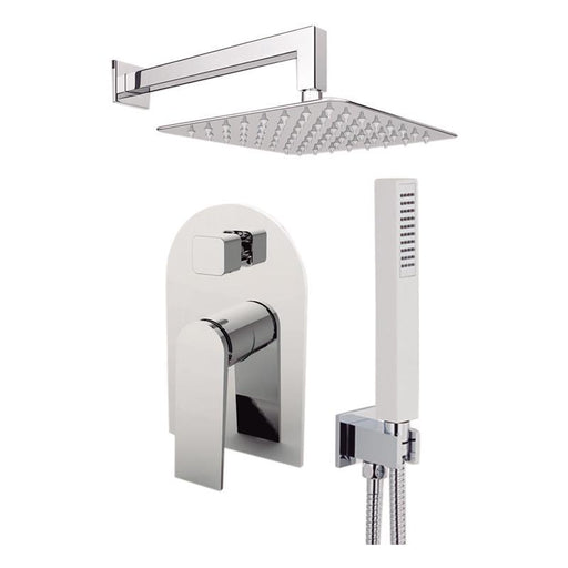 Aquamoon Havana Brushed Nickel   Bathroom Modern Rain Mixer Shower Combo Set Wall Mounted Rainfall Shower Head 12" + Rough In + Trim Included + Handheld Sethav11232