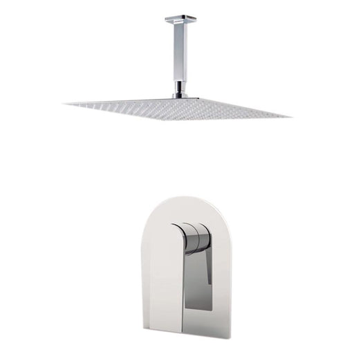 Aquamoon HAVANA Chrome  Bathroom Modern Rain Mixer Shower Combo Set Ceiling Arm Mounted + Rainfall Shower Head 12" + Rough in + Trim Incluided SETHAV201211