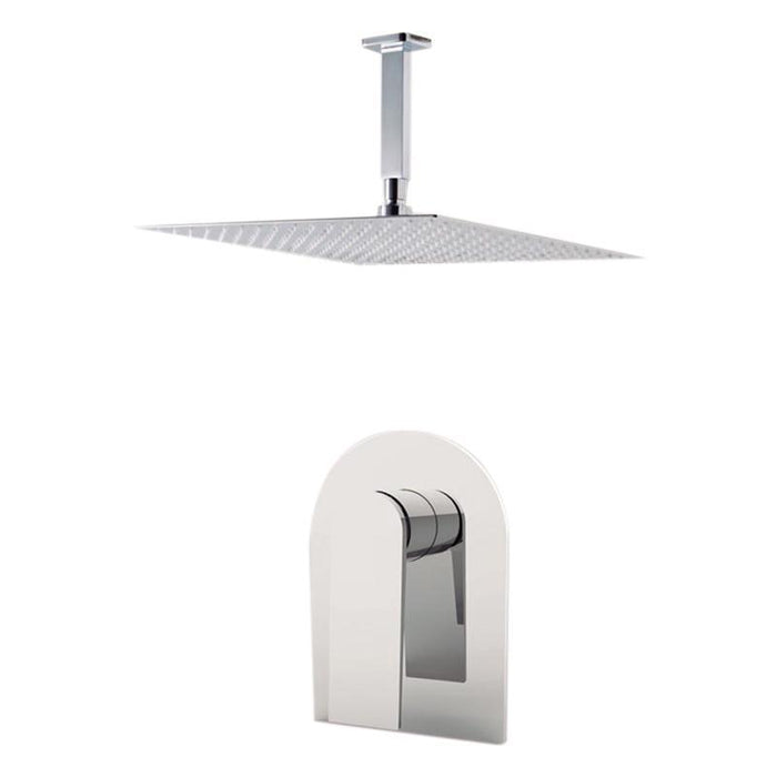 Aquamoon Havana Brushed Nickel  Bathroom Modern Rain Mixer Shower Combo Set Ceiling Arm Mounted + Rainfall Shower Head 12" + Rough In + Trim Included Sethav21211