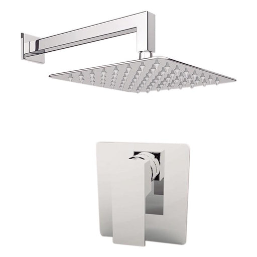 Aquamoon MILAN Chrome  Bathroom Modern Rain Mixer Shower Combo Set Wall Mounted Rainfall Shower Head 8" + Rough in + Trim Incluided SETMIL10811