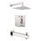 Aquamoon Milan Chrome Shower With Tub Spout And 8" Rain Shower Head, Wall Mounted Arm + Rough In + Trim Included Setmil10821