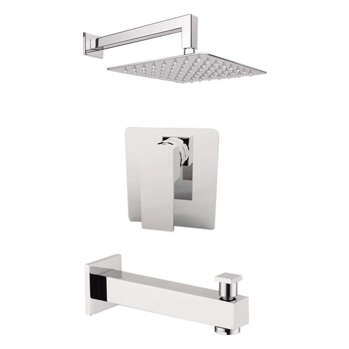 Aquamoon MILAN Brush Nickel  Shower with Tub Spout and 8" Rain Shower Head, Wall Mounted Arm + Rough in + Trim Incluided SETMIL10822