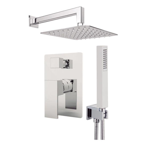 Aquamoon Milan Brushed Nickel   Bathroom Modern Rain Mixer Shower Combo Set Wall Mounted Rainfall Shower Head 8" + Rough In + Trim Included + Handheld Setmil10832