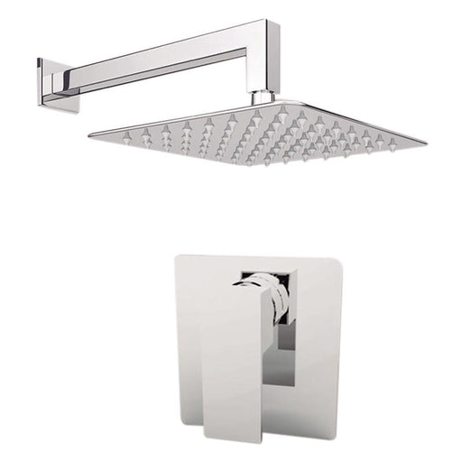 Aquamoon MILAN Chrome Bathroom Modern Rain Mixer Shower Combo Set Wall Mounted Rainfall Shower Head 12" + Rough in + Trim Incluided SETMIL11211