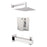 Aquamoon Milan Chrome Shower With Tub Spout And 12" Rain Shower Head, Wall Mounted Arm + Rough In + Trim Included Setmil11221