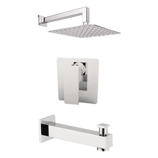 Aquamoon MILAN Brush Nickel  Shower with Tub Spout and 12" Rain Shower Head, Wall Mounted Arm + Rough in + Trim Incluided SETMIL11222
