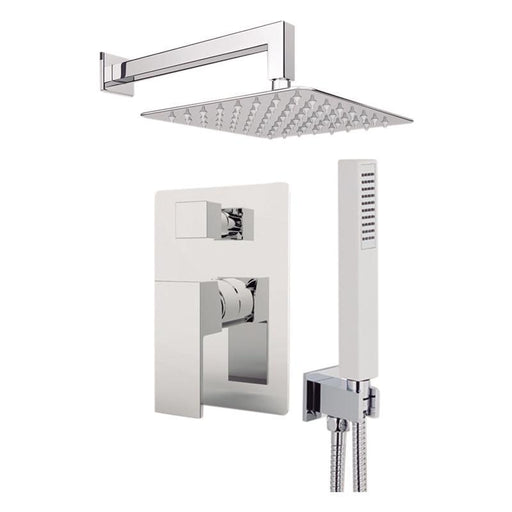 Aquamoon Milan Brushed Nickel   Bathroom Modern Rain Mixer Shower Combo Set Wall Mounted Rainfall Shower Head 12" + Rough In + Trim Included + Handheld Setmil11232