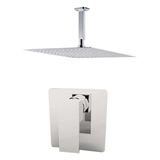 Aquamoon MILAN Chrome  Bathroom Modern Rain Mixer Shower Combo Set Ceiling Arm Mounted + Rainfall Shower Head 8" + Rough in + Trim Incluided SETMIL20811