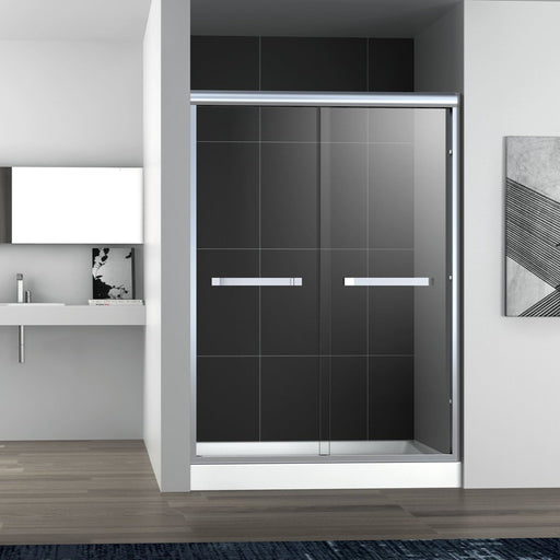 Aquamoon Sienna Semi- Frameless Bypass Sliding Shower Door   60 "X 76" Clear Tempered Glass, Chrome