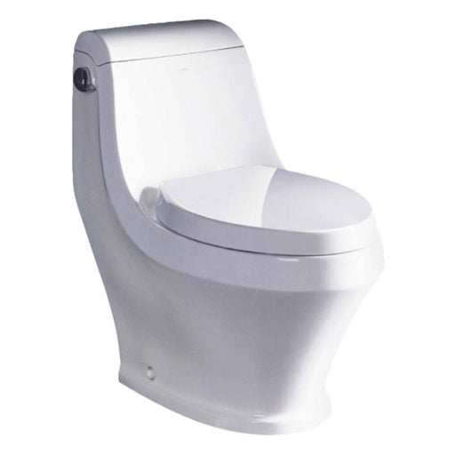 Eago 133 Single Flush Elongated One Piece Toilet With Soft Closing Seat, Water Sense, High-Efficiency, Color White