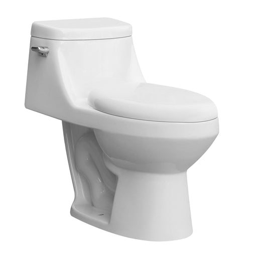 Aquamoon 212 Ada Single Flush Elongated One Piece Toilet With Soft Closing Seat, Water Sense, High-Efficiency, Color White