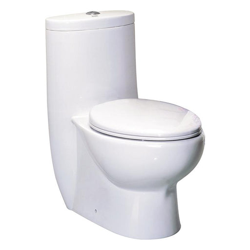 Eago 309 Dual Flush Elongated One Piece Toilet With Soft Closing Seat, Water Sense, High-Efficiency, Color White