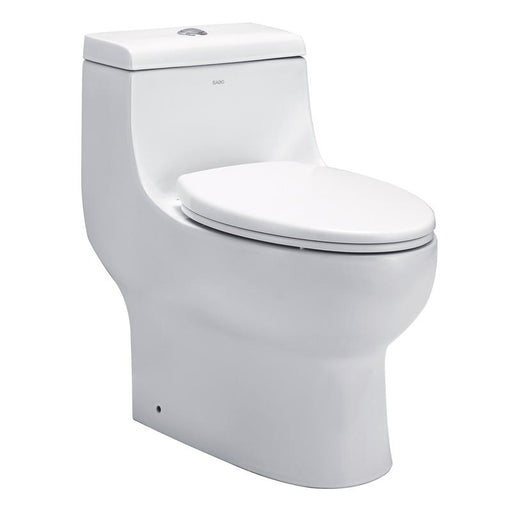 Eago 358 Dual Flush Elongated One Piece Toilet With Soft Closing Seat, Water Sense, High-Efficiency, Color White
