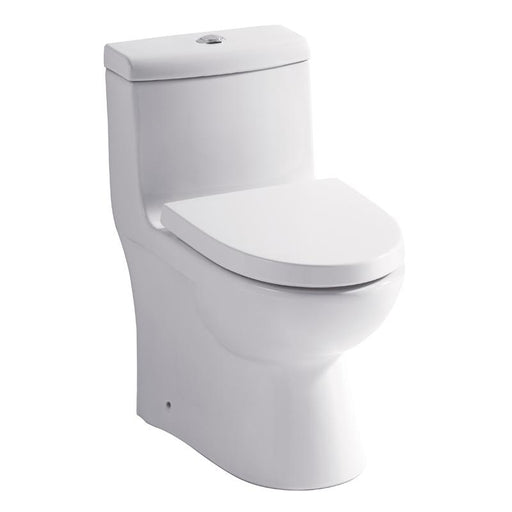 Eago 361 Dual Flush Elongated One Piece Toilet With Soft Closing Seat, Water Sense, High-Efficiency, Color White