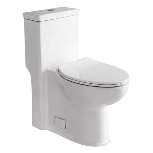 Eago 377 Dual Flush Elongated One Piece Toilet With Soft Closing Seat, Comfort High, Water Sense, High-Efficiency, Color White