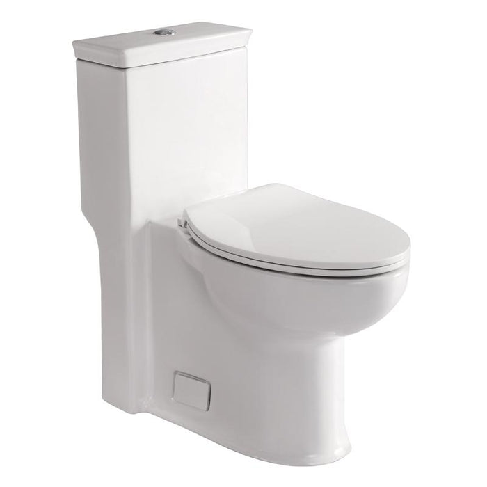 Eago 377 Dual Flush Elongated One Piece Toilet With Soft Closing Seat, Comfort High, Water Sense, High-Efficiency, Color White