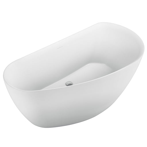 Aquamoon California 60" Acrylic Freestanding Bathtub Contemporary Soaking Tub With Chrome Overflow And Drain Color White Matte