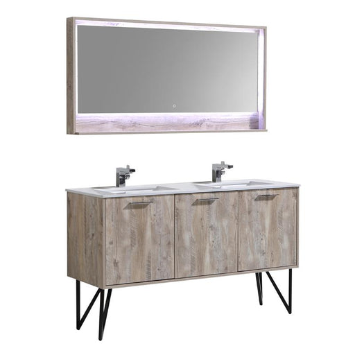 Aquamoon Canyon 60 Ashwood Double Sink Wall Mounted or Free Standing Modern Bathroom Vanity Set