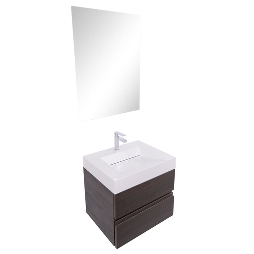 Aquamoon Contessa 24 Infinity Sink Wendge Wall Mounted Modern Bathroom Vanity Set
