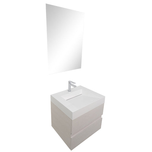 Aquamoon Contessa 24 Infinity Sink White Oak Wall Mounted Modern Bathroom Vanity Set