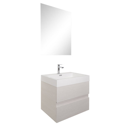Aquamoon Contessa 24  White Oak Wall Mounted Modern Bathroom Vanity Set