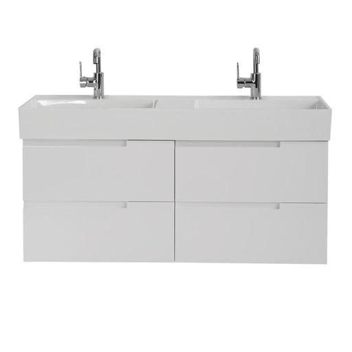 Aquamoon Cronos 48 White Double Sink Wall Mounted Modern Bathroom Vanity Set