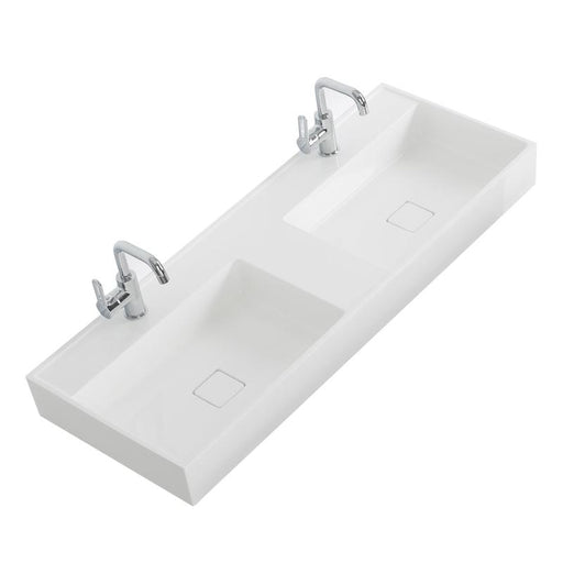 Aquamoon Cronos 48 " Integrated Countertop White Square Double Sink