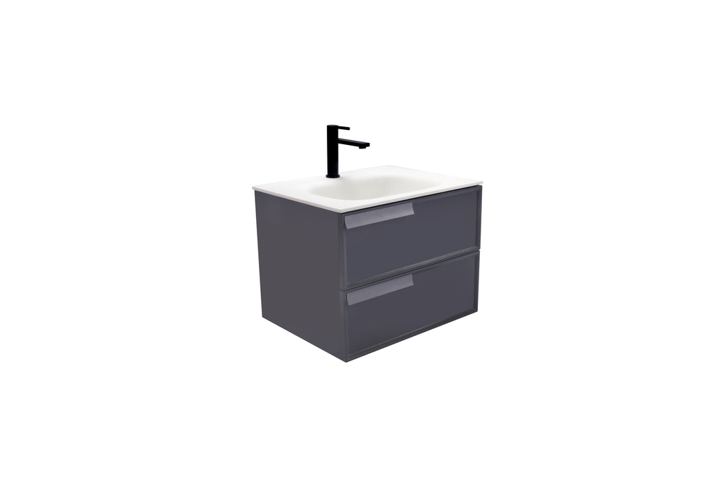 Aquamoon Garda 24 Grey Wall Hung Modern Bathroom Vanity Set  W/Mirror