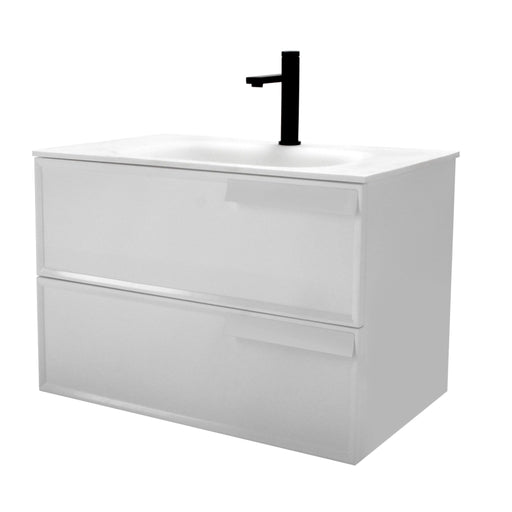 Aquamoon Garda 30 White Wall Hung Modern Bathroom Vanity Set  W/Mirror