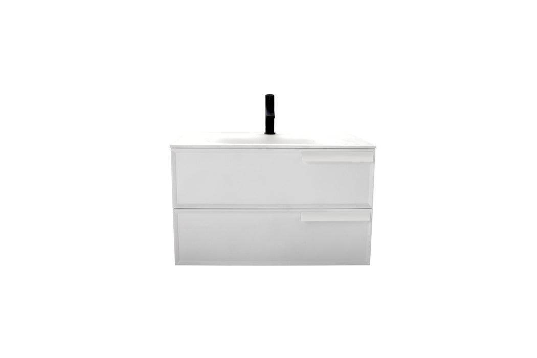 Aquamoon Garda 30 White Wall Hung Modern Bathroom Vanity Set  W/Mirror