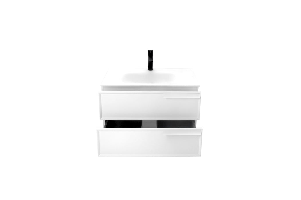 Aquamoon Garda 30 White Wall Hung Modern Bathroom Vanity Set  W/Mirror