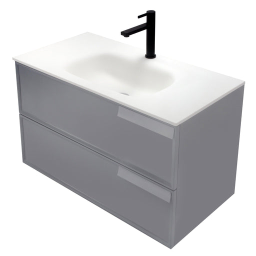 Aquamoon Garda 36 Grey Wall Hung Modern Bathroom Vanity Set