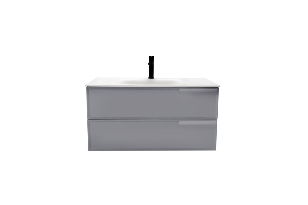 Aquamoon Garda 36 Grey Wall Hung Modern Bathroom Vanity Set