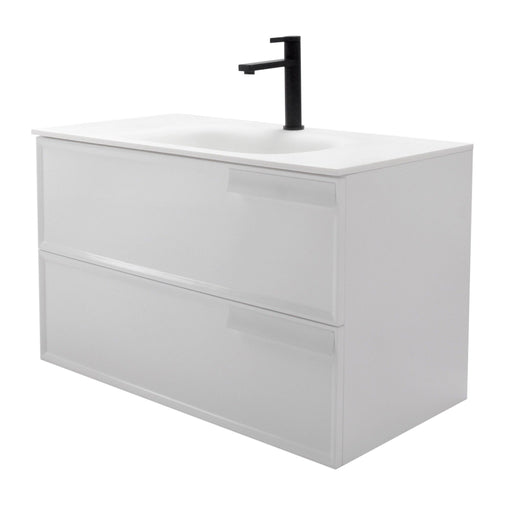 Aquamoon Garda 36 White Wall Hung Modern Bathroom Vanity Set