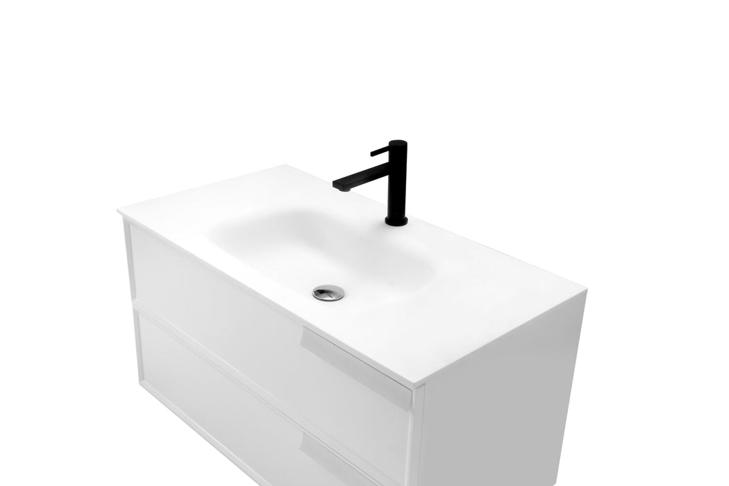 Aquamoon Garda 36 White Wall Hung Modern Bathroom Vanity Set